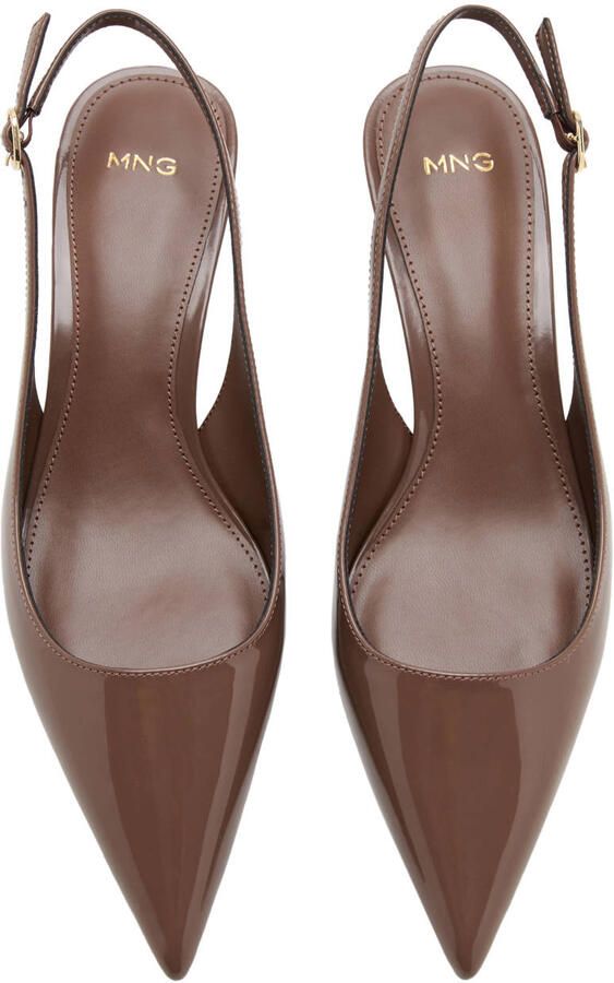 Mango lak slingback pumps donkerbruin - Foto 2