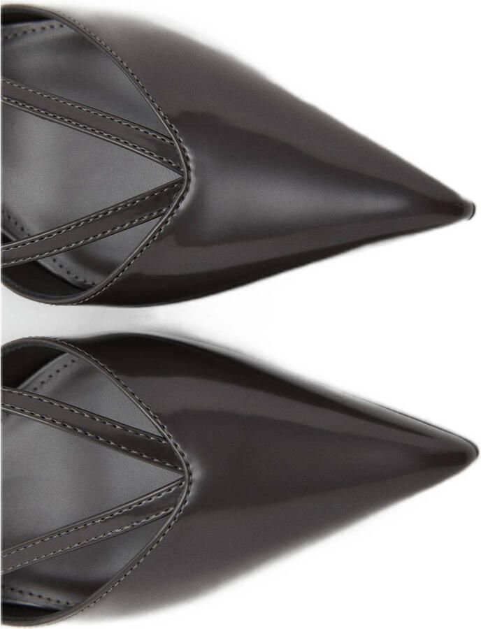 Mango lak slingback pumps donkergrijs