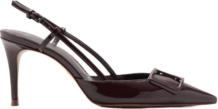 Mango lak slingback pumps met siergesp donkerbruin