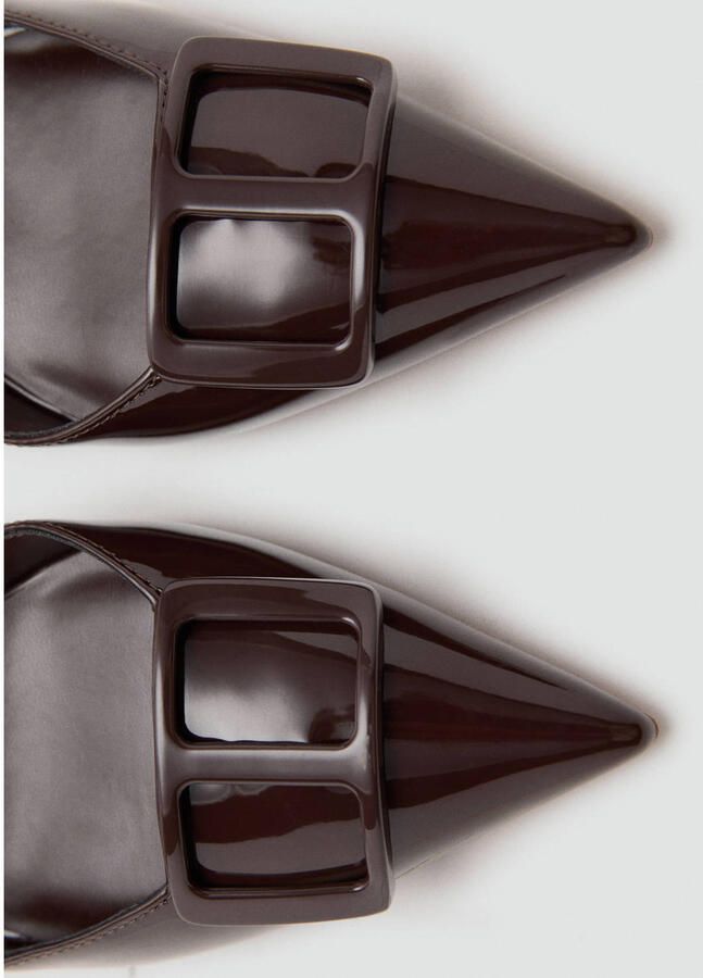 Mango lak slingback pumps met siergesp donkerbruin - Foto 2