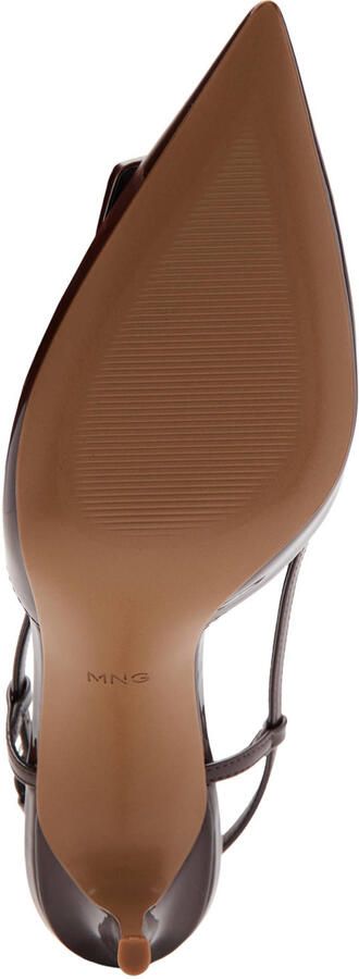 Mango lak slingback pumps met siergesp donkerbruin - Foto 3
