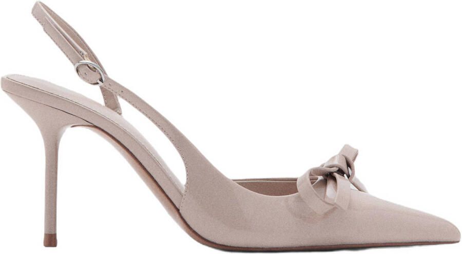 Mango lak slingback pumps met strik beigeroze