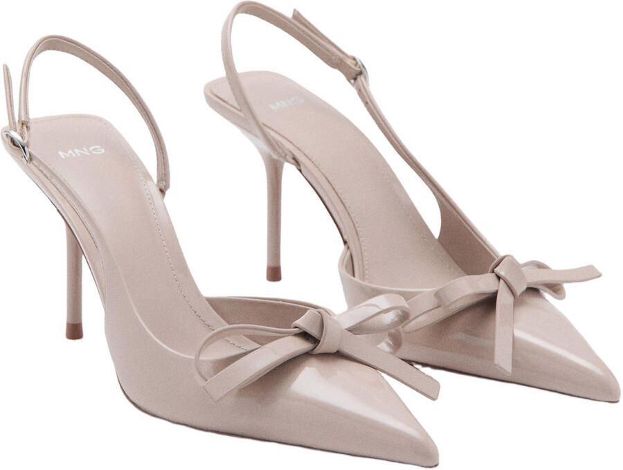 Mango lak slingback pumps met strik beigeroze - Foto 2