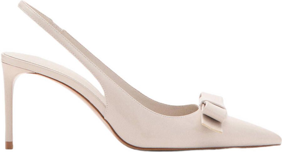 Mango lak slingback pumps met strik ecru