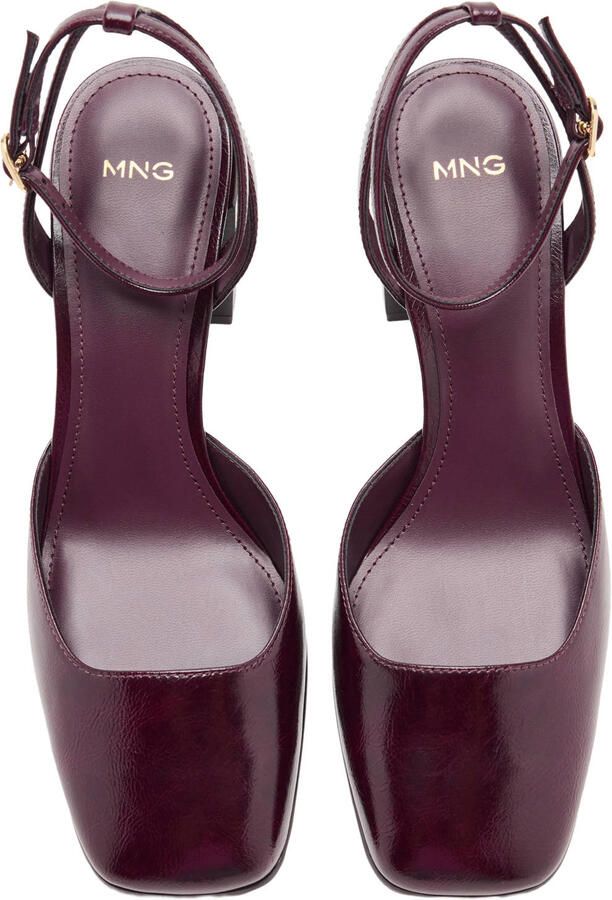 Mango lakleren pumps met blokhak bordeaux - Foto 2