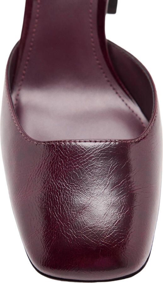 Mango lakleren pumps met blokhak bordeaux - Foto 3