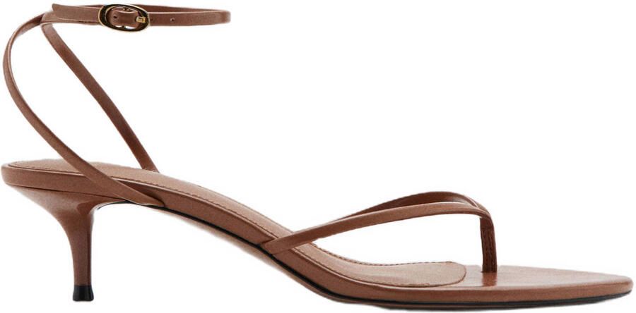 Mango lakleren sandalen bruin
