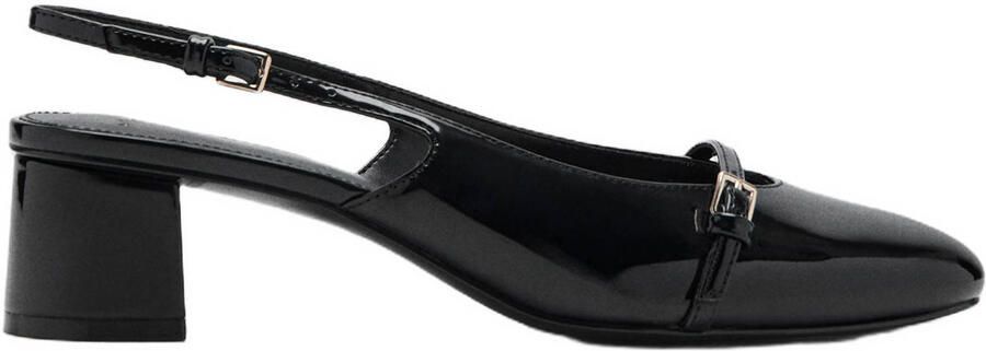 Mango lakleren slingback pumps met blokhak zwart