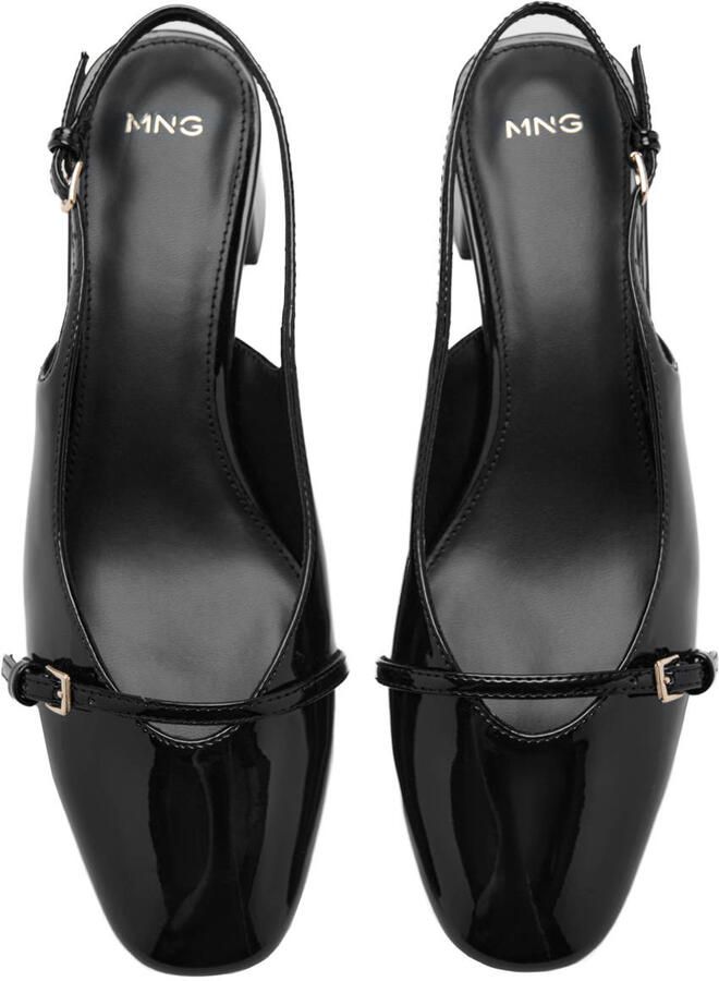 Mango lakleren slingback pumps met blokhak zwart - Foto 2