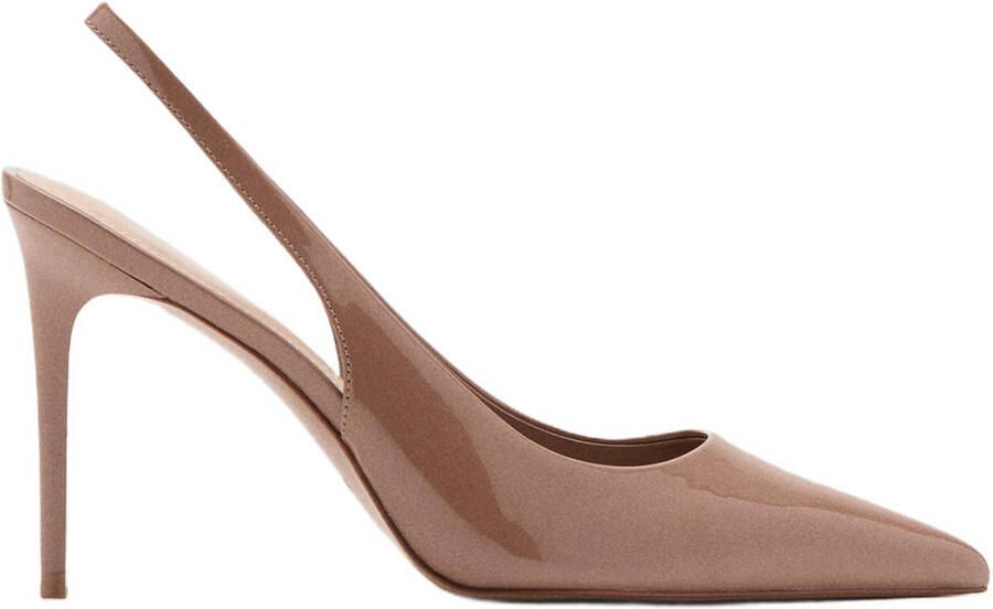 Mango lakleren slingback pumps met naaldhak beige