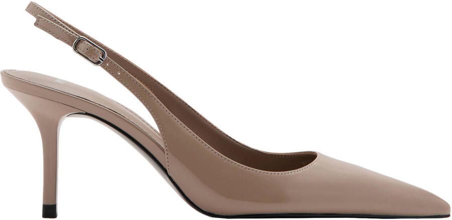 Mango lakleren slingback pumps met naaldhak beige