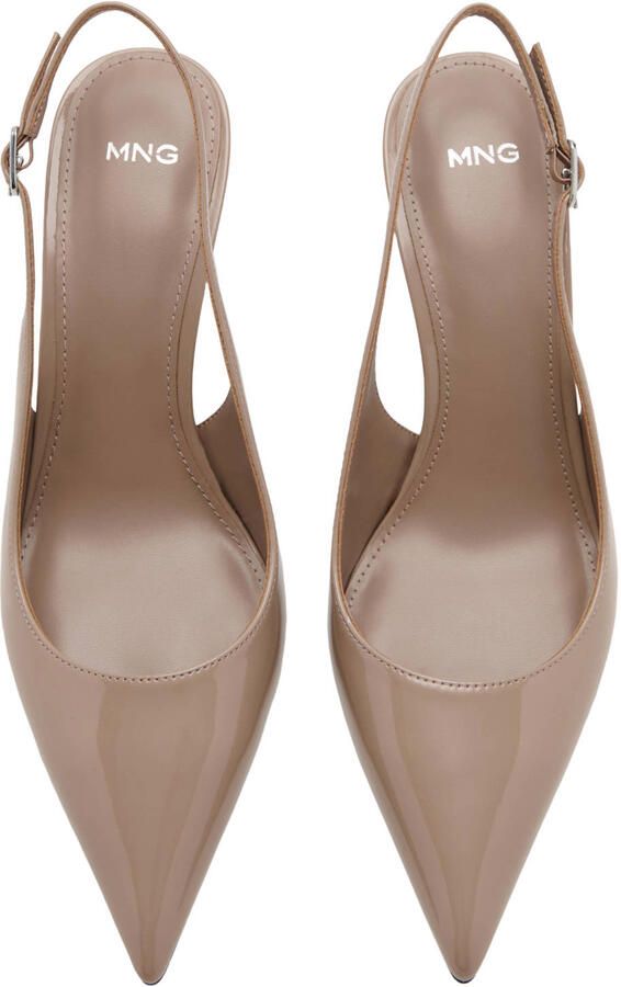 Mango lakleren slingback pumps met naaldhak beige - Foto 3