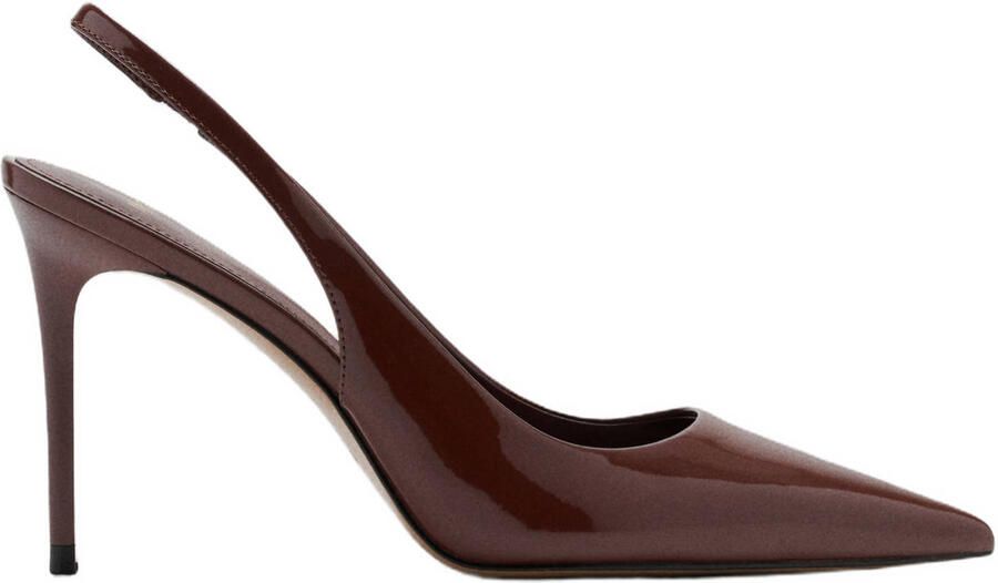 Mango lakleren slingback pumps met naaldhak bruin