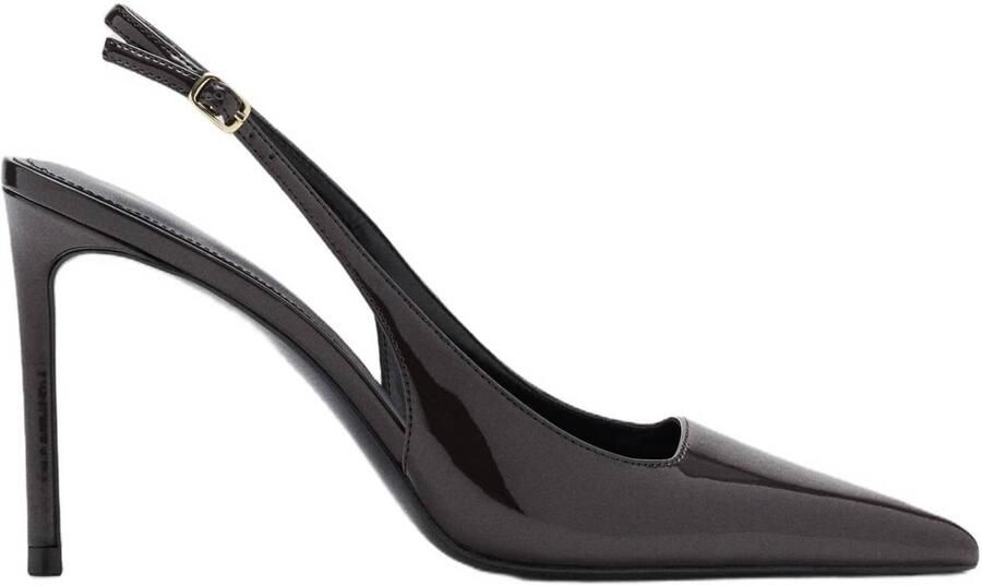 Mango lakleren slingback pumps met naaldhak grijs