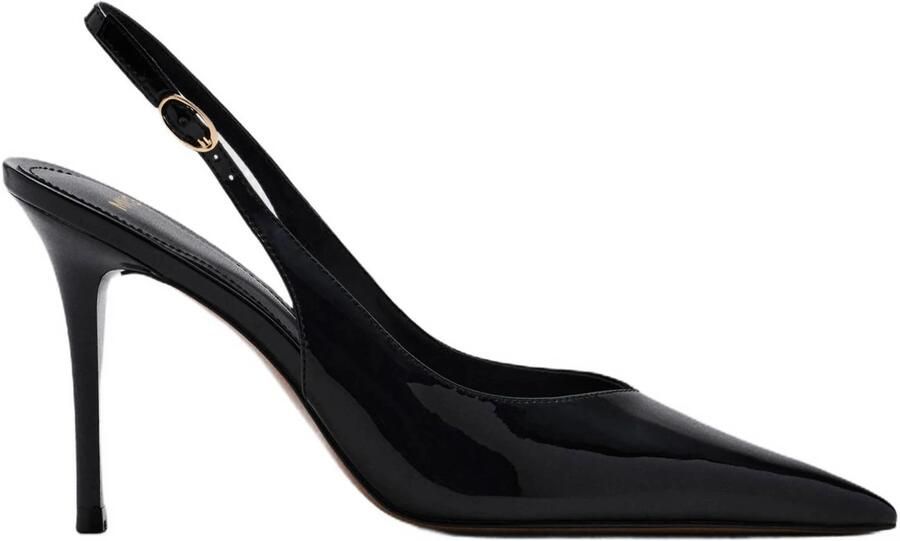 Mango lakleren slingback pumps met naaldhak zwart