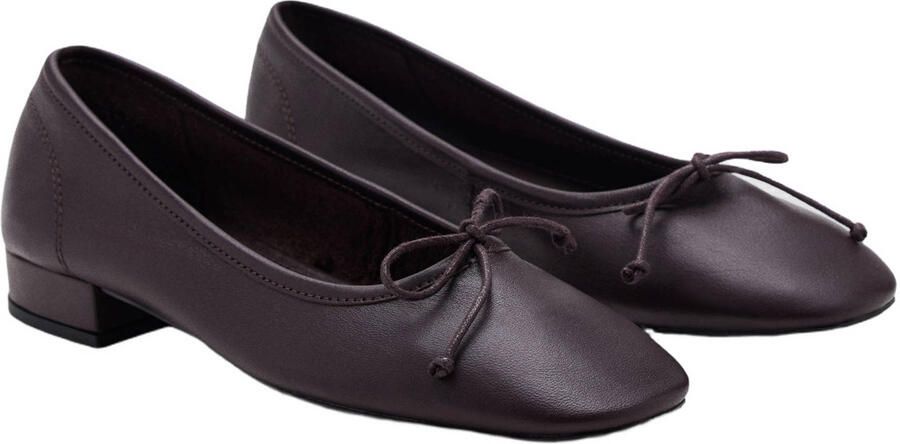 Mango leren ballerina's aubergine - Foto 3