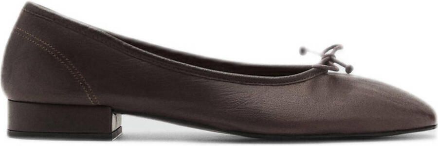 Mango leren ballerina's donkerbruin