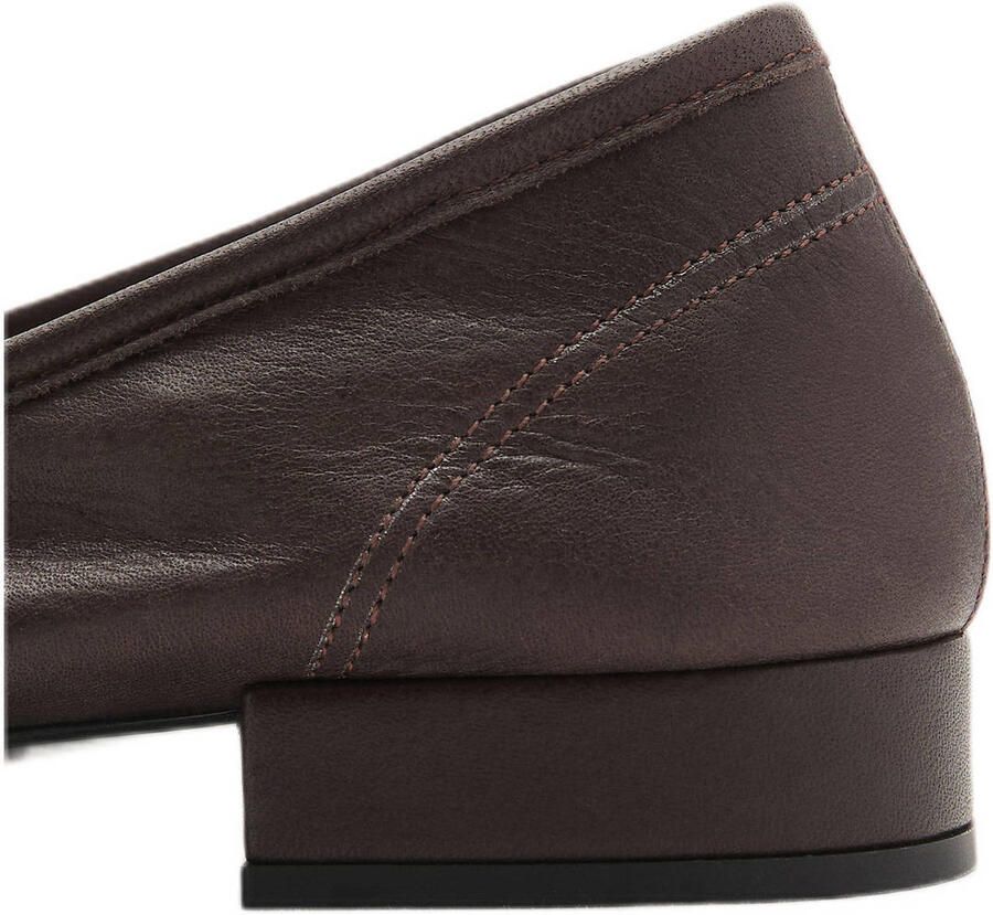 Mango leren ballerina's donkerbruin
