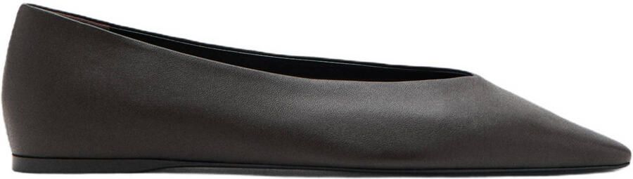 Mango leren ballerina's donkerbruin