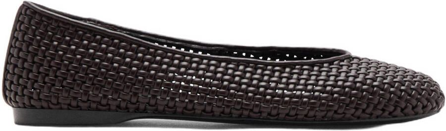 Mango leren ballerina's donkerbruin