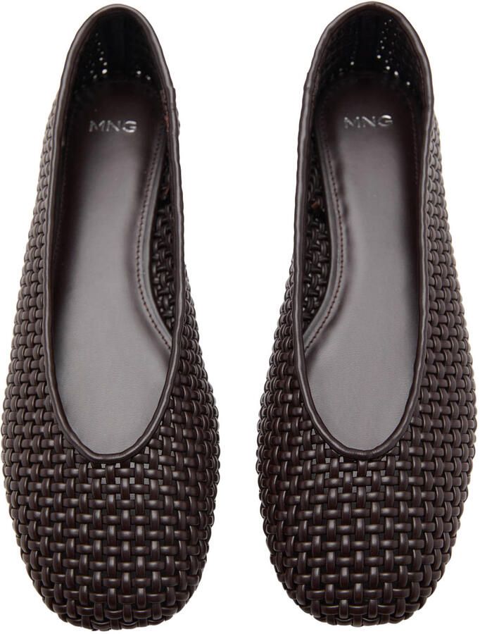 Mango leren ballerina's donkerbruin - Foto 2