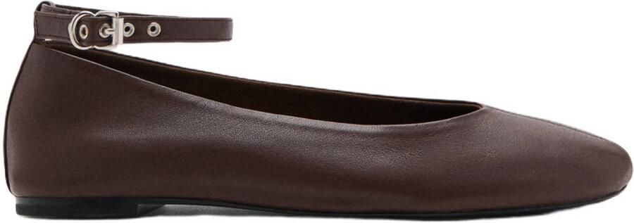 Mango leren ballerina's donkerbruin