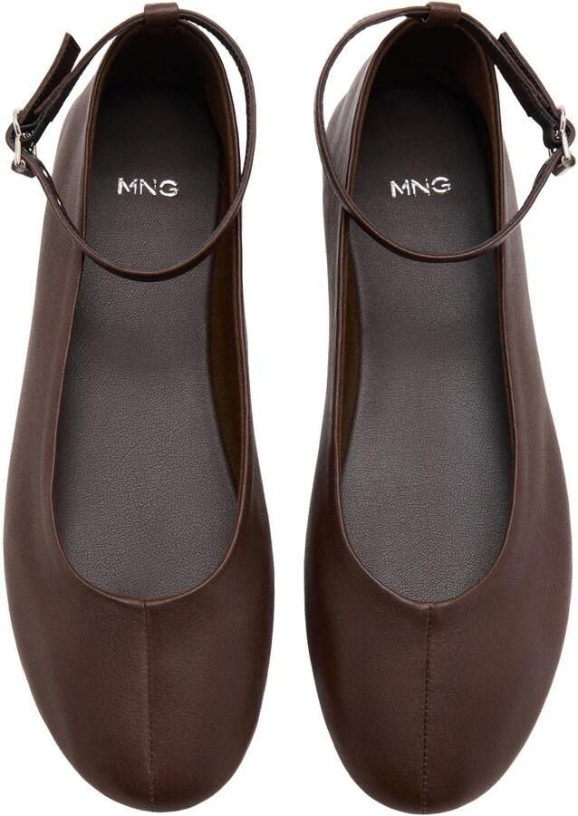 Mango leren ballerina's donkerbruin - Foto 2