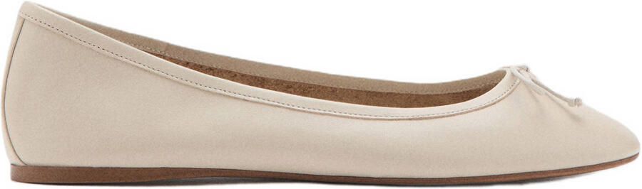Mango leren ballerina's ecru