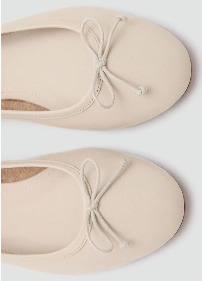 Mango leren ballerina's ecru - Foto 2