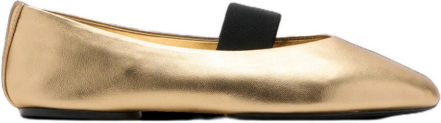 Mango leren ballerina's goud