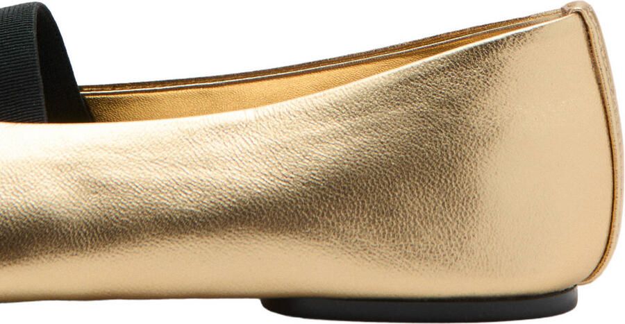 Mango leren ballerina's goud - Foto 3