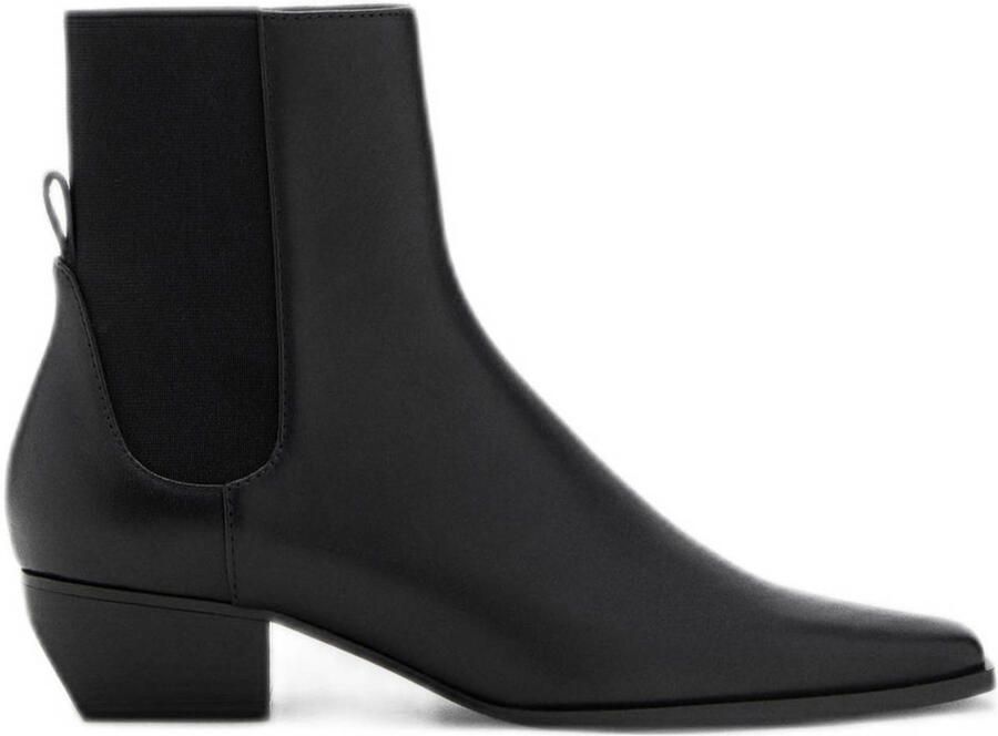 Mango leren cowboylaarzen zwart