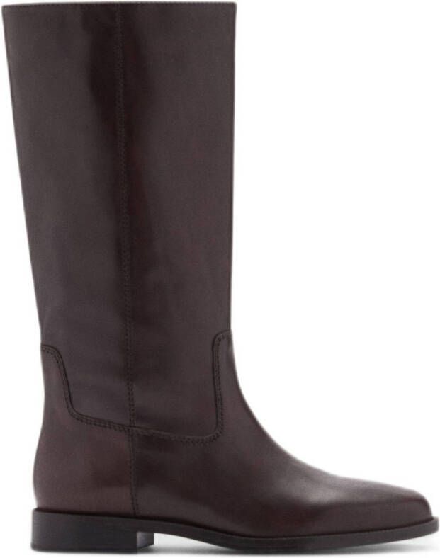 Mango leren hoge laarzen donkerbruin