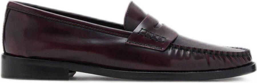 Mango leren loafers bordeaux - Foto 3