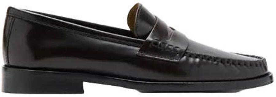 Mango leren loafers donkerbruin