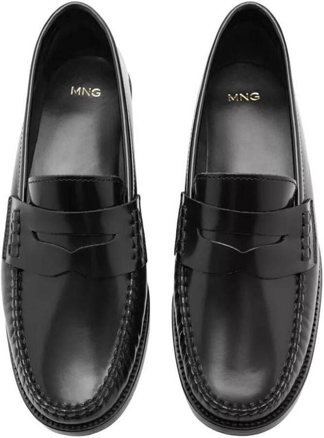 Mango leren loafers zwart - Foto 3
