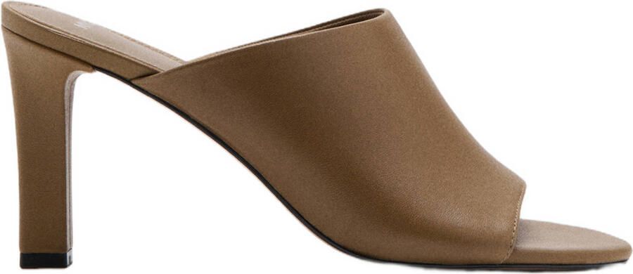 Mango leren muiltjes met hak camel