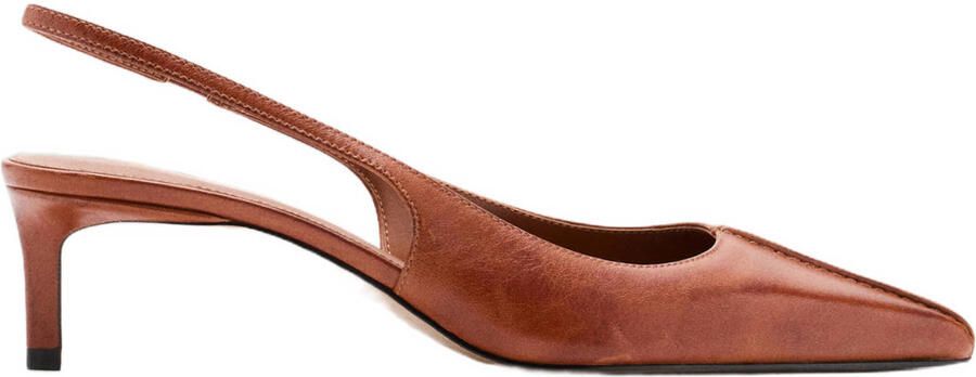 Mango leren pumps met hak cognac