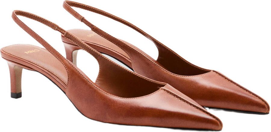 Mango leren pumps met hak cognac - Foto 2
