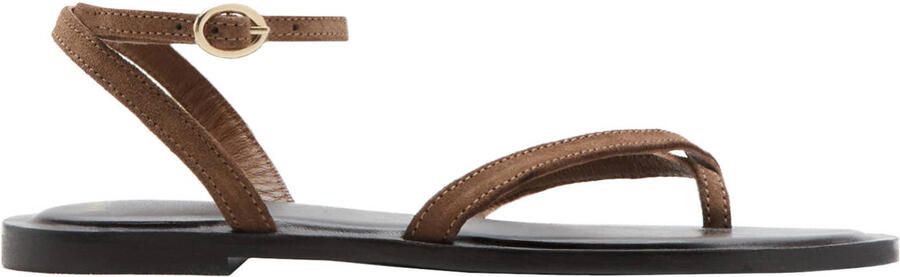 Mango leren sandalen bruin