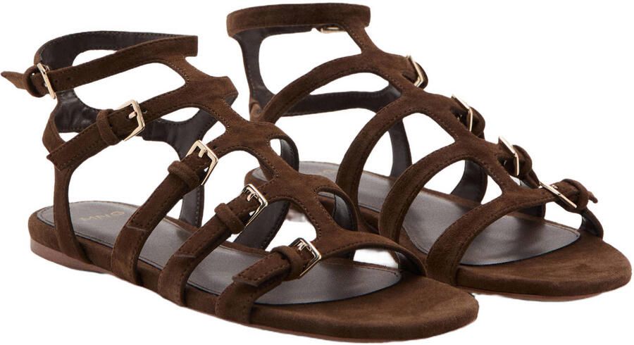 Mango leren sandalen donkerbruin - Foto 2