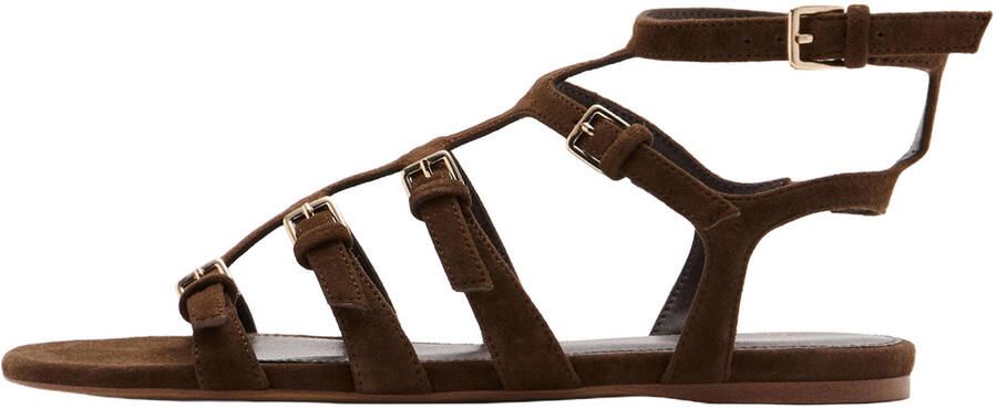 Mango leren sandalen donkerbruin - Foto 3