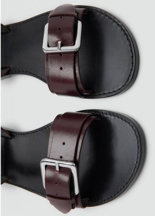 Mango leren sandalen donkerbruin - Foto 2