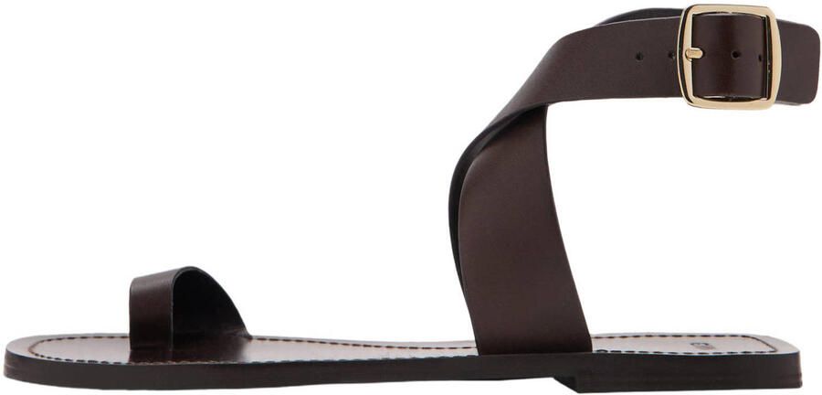 Mango leren sandalen donkerbruin - Foto 2