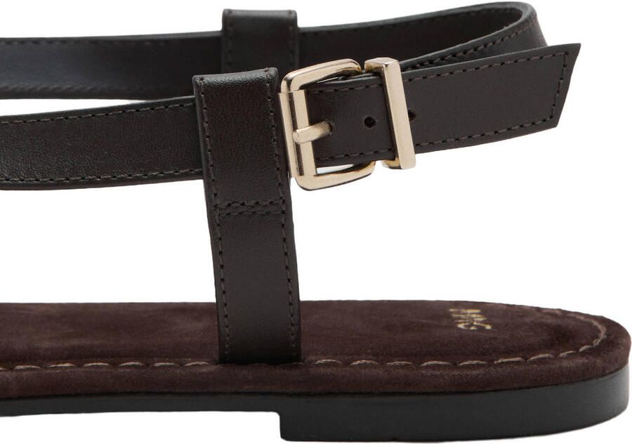 Mango leren sandalen donkerbruin - Foto 3