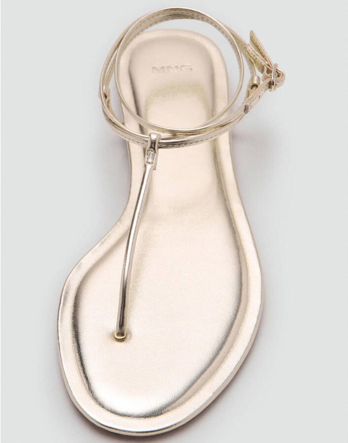 Mango leren sandalen goud - Foto 2