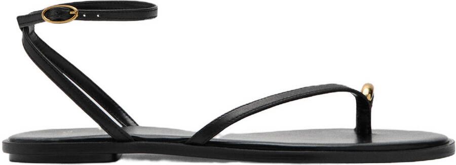 Mango leren sandalen zwart
