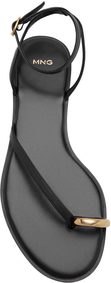 Mango leren sandalen zwart - Foto 3