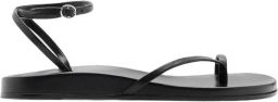 Mango leren sandalen zwart