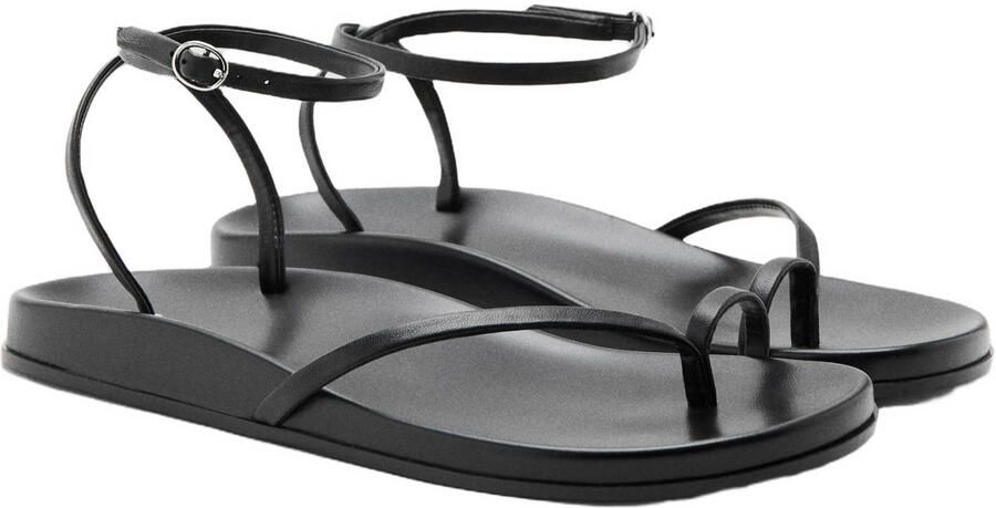 Mango leren sandalen zwart - Foto 3